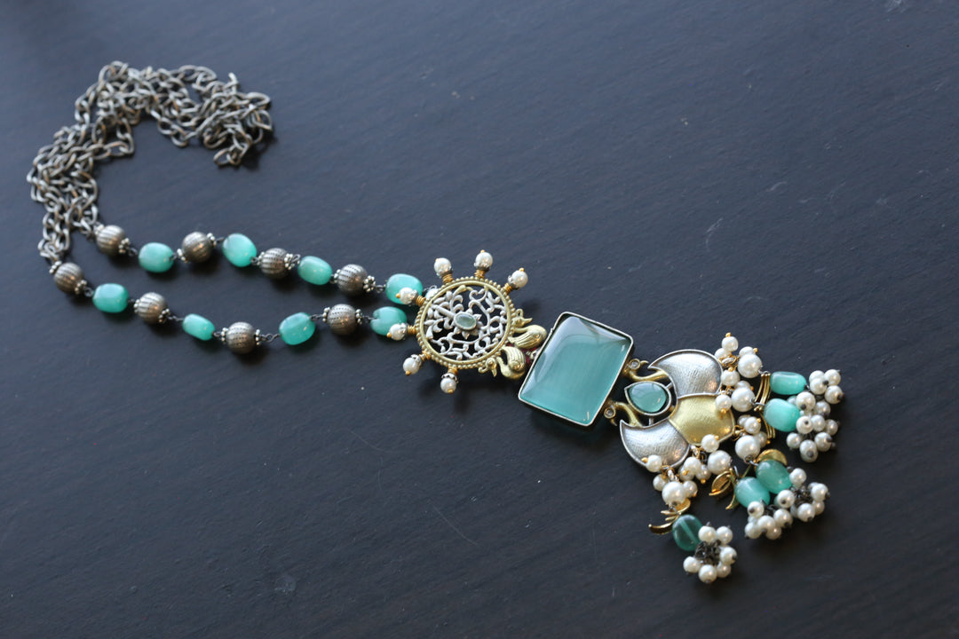 Dainty Chain Necklace -Teal