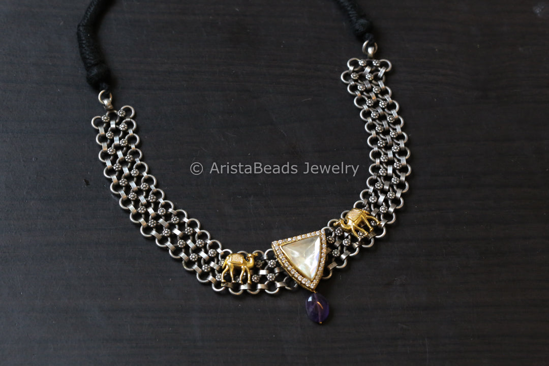 Real Silver Replica Necklace- Real Moissanite Motif