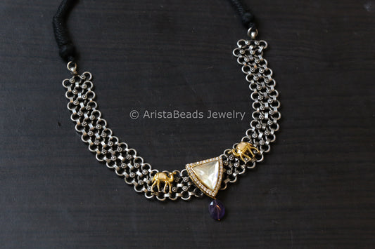 Real Silver Replica Necklace- Real Moissanite Motif
