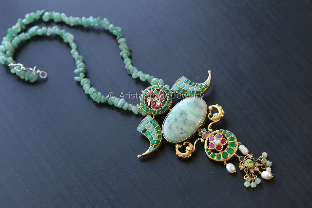 Jadau Kundan Fusion Necklace - Australian Chrysoprase