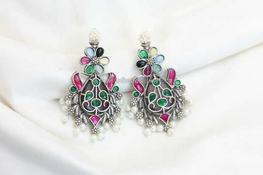 Silver Look Alike Earrings -  Multi