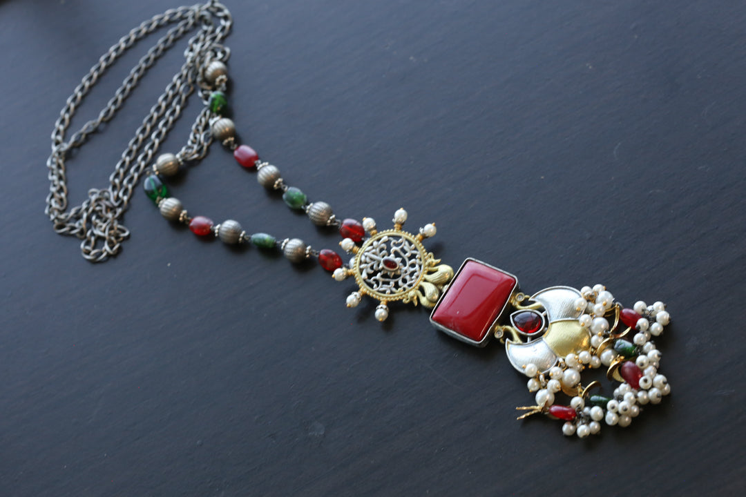 Dainty Chain Necklace -Coral