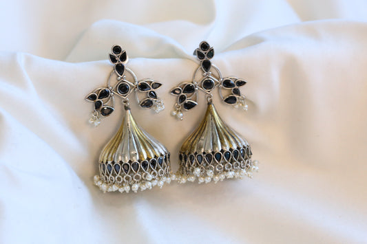 Large Dual Tone Jhumka -Black