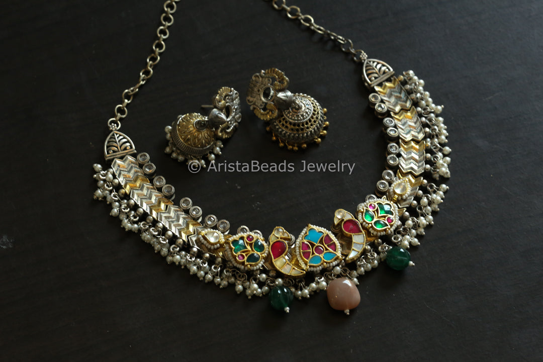 Kundan Fusion Necklace Set - MOP