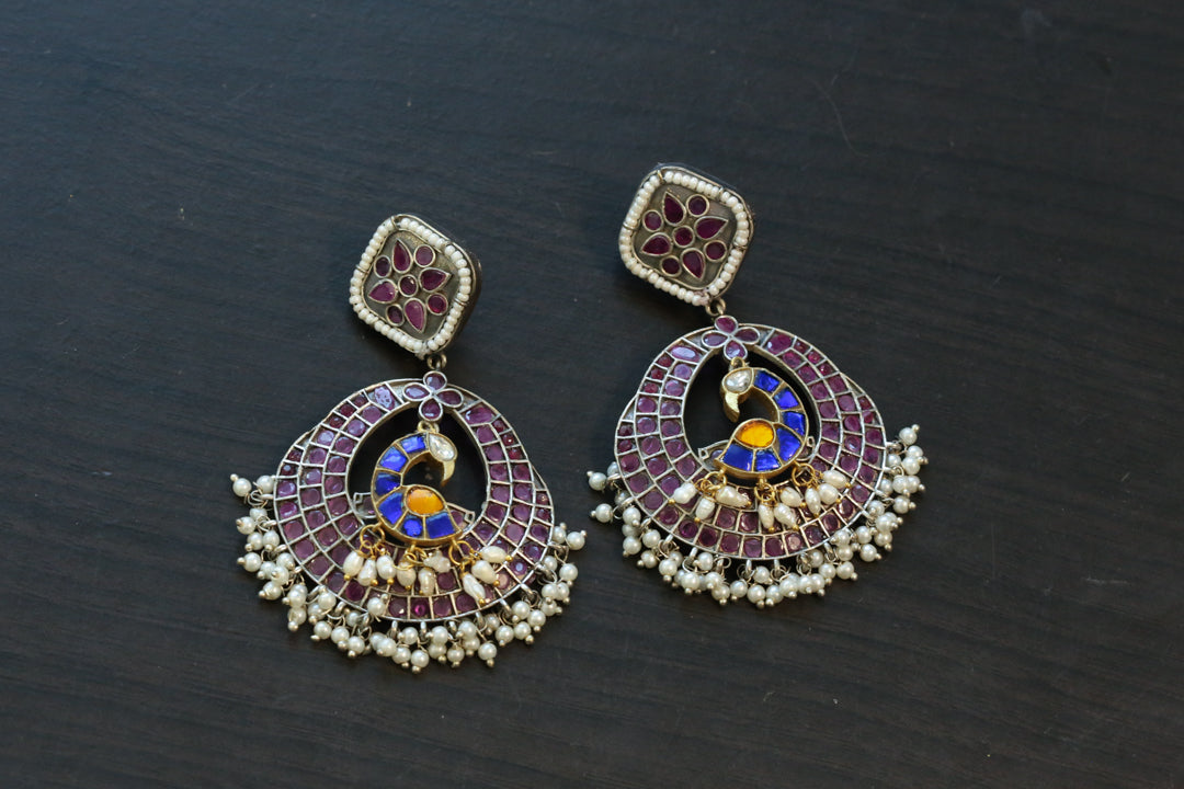 Mayuri Kundan Fusion Earrings - Ruby