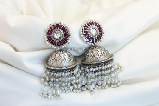 Large Silver Look Jhumka