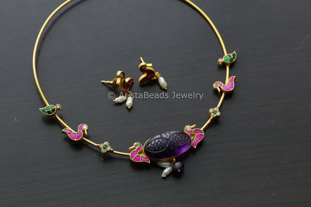 Multicolor Dainty Fusion Hasli Set - Amethyst