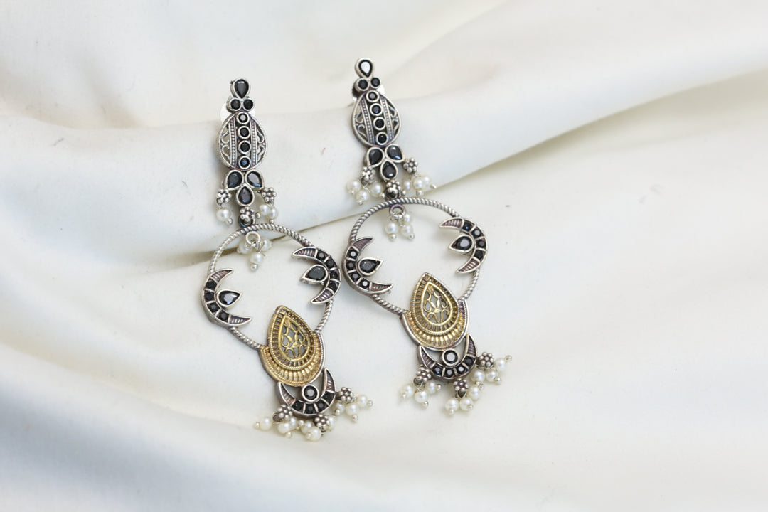 Dual Tone Earrings - Black