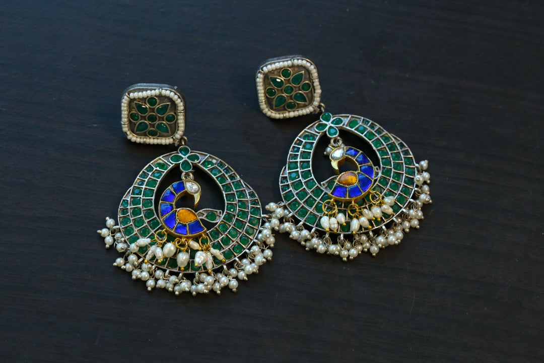 Mayuri Kundan Fusion Earrings - Green