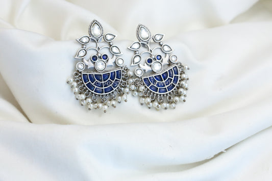 Blue Kundan Jadau Chandbali - Style 1