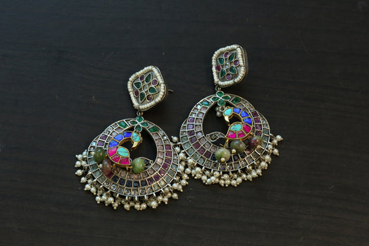 Mayuri Kundan Fusion Earrings - Multicolor