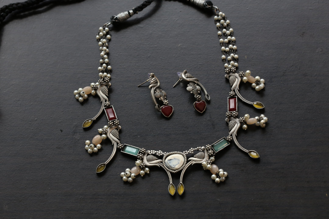 Multicolor Monalisa Stone Necklace Set