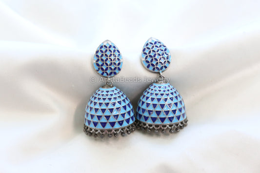 Enamel Jhumka - Blue Turquoise