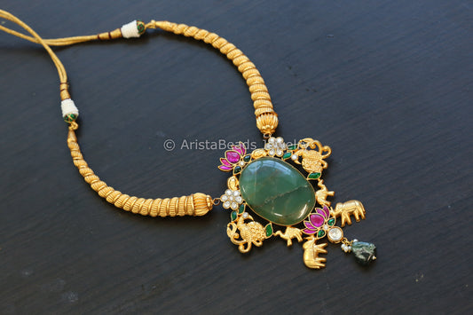 Green Quartz Jadau Hasli Necklace