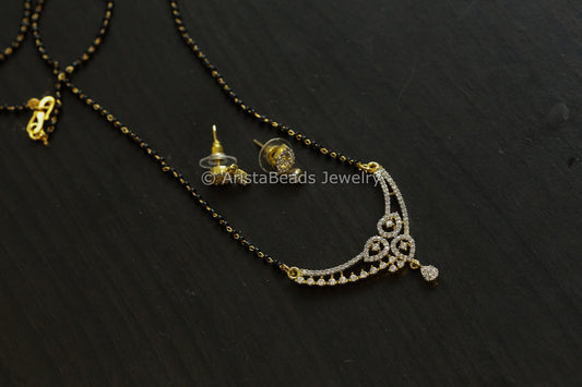 Black Bead Gold Necklace - Stye 7