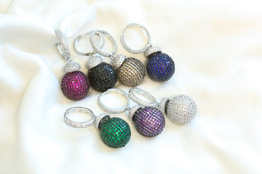 CZ Pave Setting Hoop Earrings