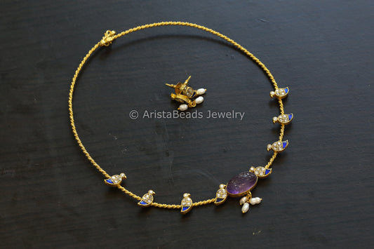 Amethyst & Kundan Jadau Hasli