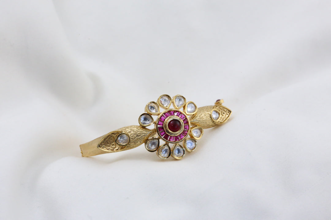 Premium Polki Bracelet - Ruby (Openable)