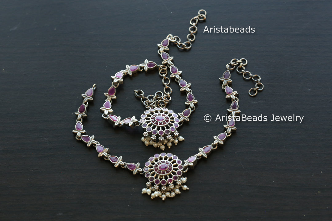 Oxidized Stone Payal/ Anklet -Ruby