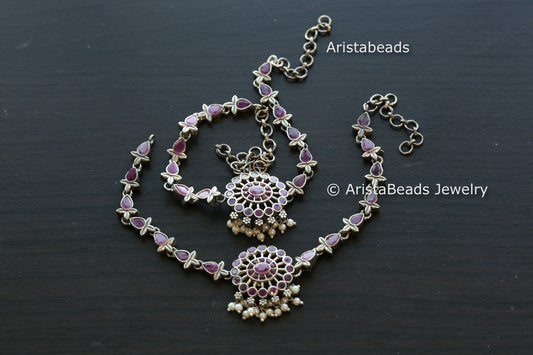 Oxidized Stone Payal/ Anklet -Ruby
