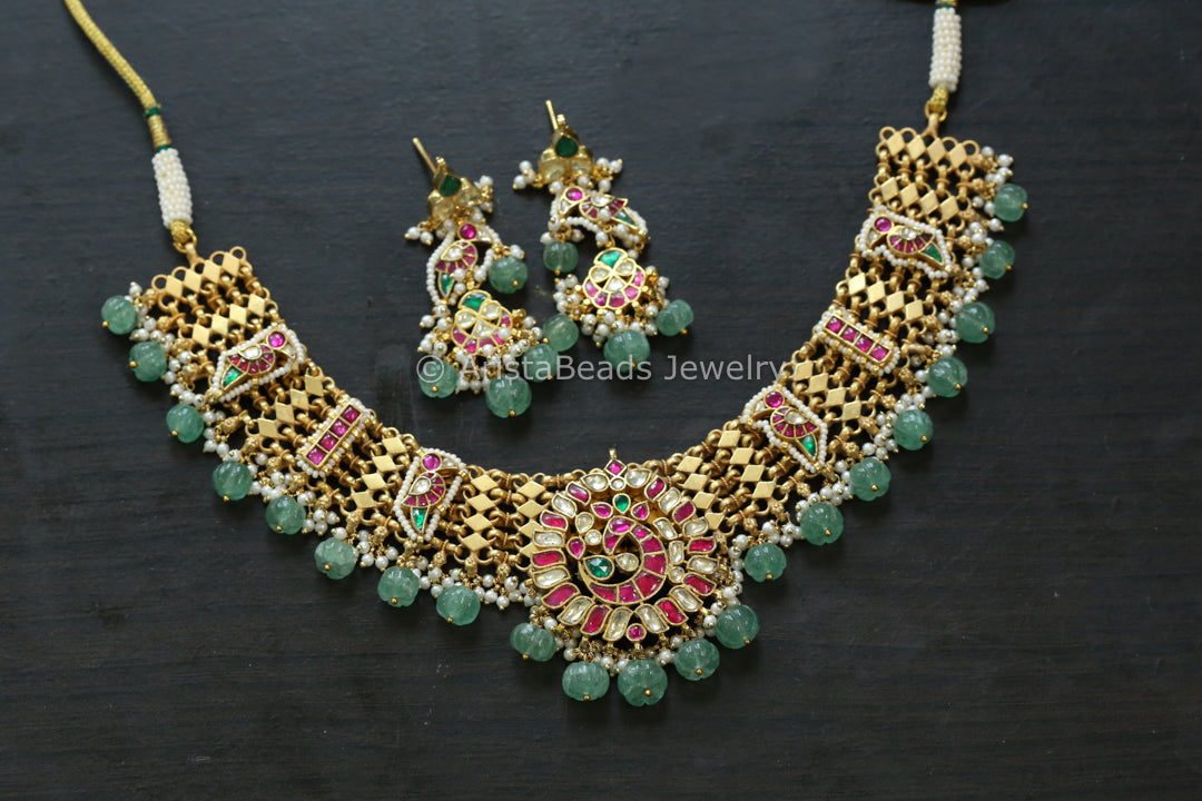 Next To Real Silver Kundan Jadau Necklace Set