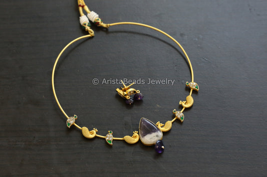 Amethyst & Jadau Kundan Hasli