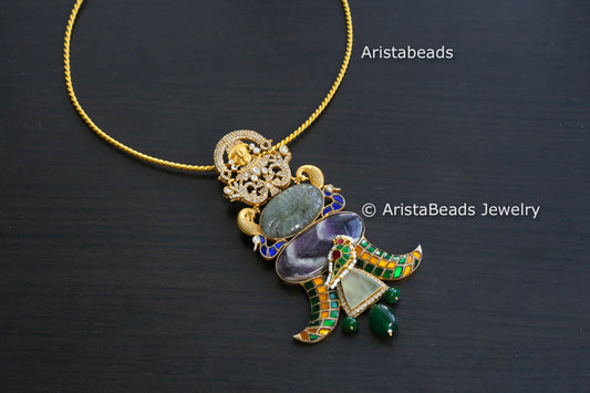 Amethyst & Labradorite Balaji Fusion Pendant (Removable)