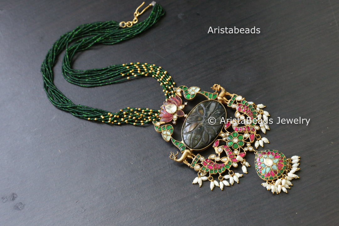 Labradorite Fusion Jadau Pendant (Removable Chain)