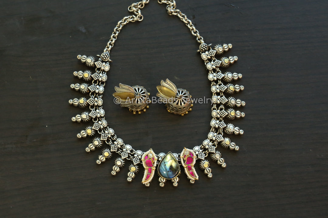 Oxidized Silver Look Alike Fusion Neclace