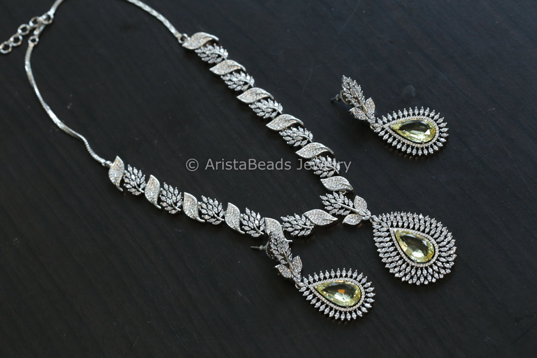 Premium Quality Micro CZ Necklace Set - Yellow