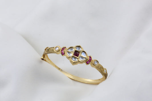 Premium Polki Bracelet - Ruby Clear (Openable)