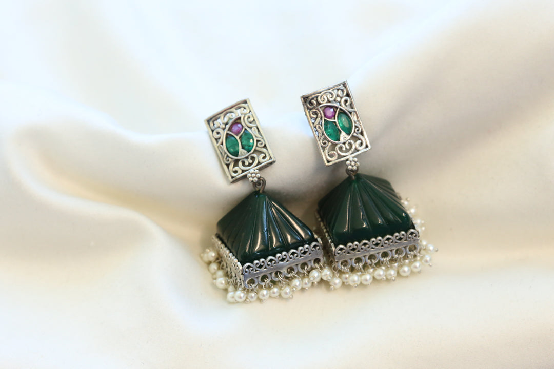 Green Glass Jhumka