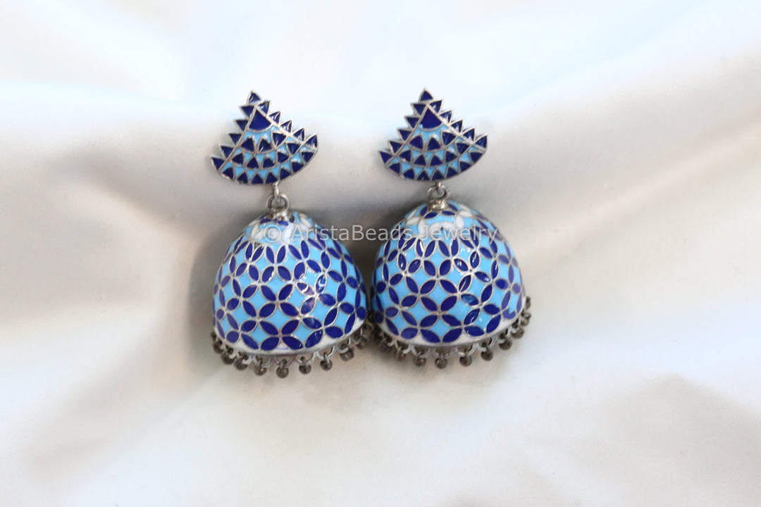 Enamel Jhumka - Blue
