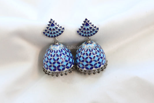 Enamel Jhumka - Blue