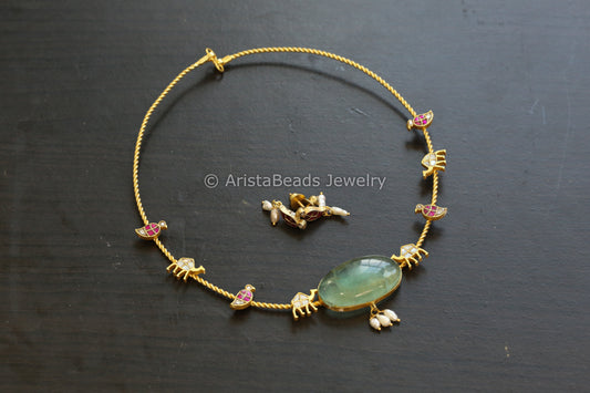 Fluorite & Jadau Kundan Hasli