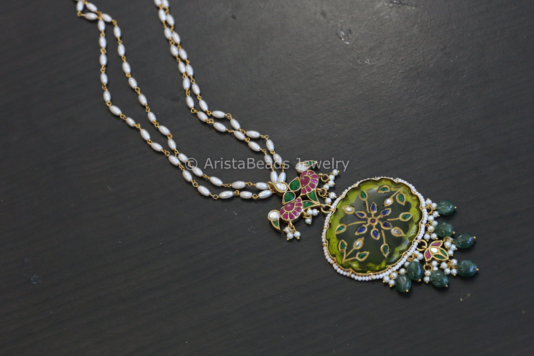 Engraved Jadau Kundan Necklace Set