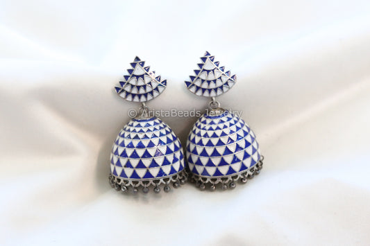 Enamel Jhumka -White