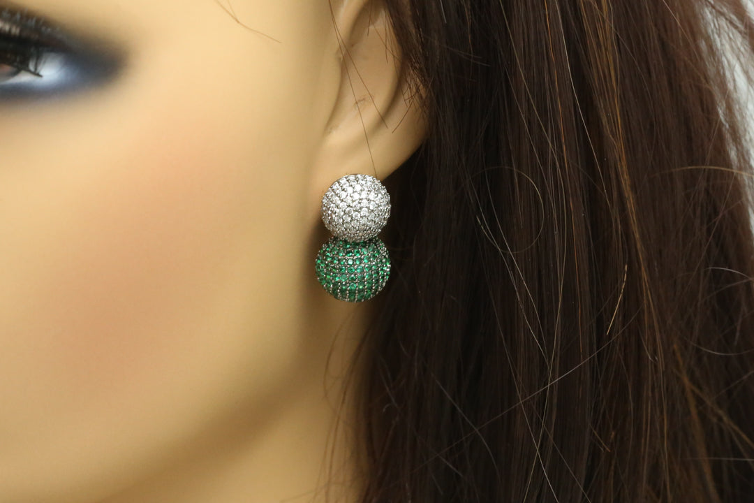 Pave Setting Ball Earrings