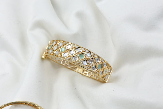 Premium Polki Bracelet -  Clear Mint(Openable)