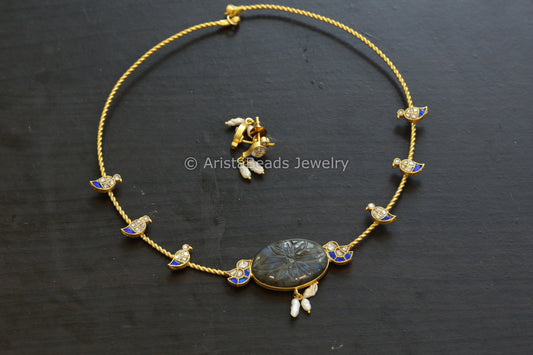 Labradorite & Kundan Jadau Hasli