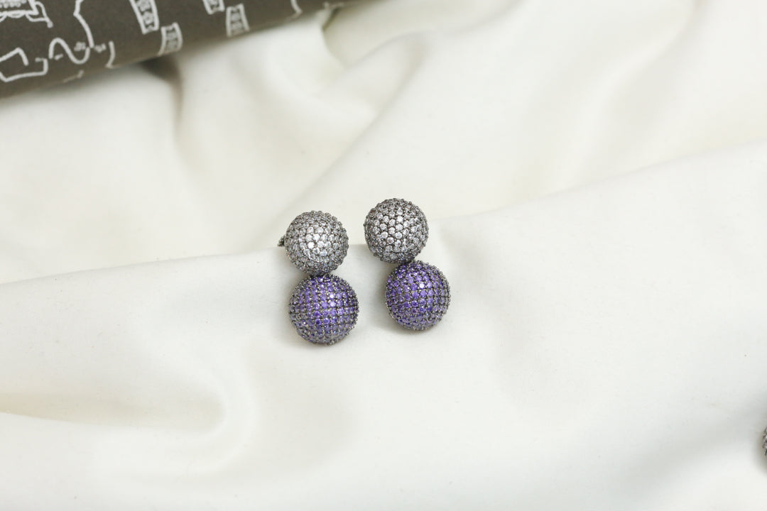 Pave Setting Ball Earrings