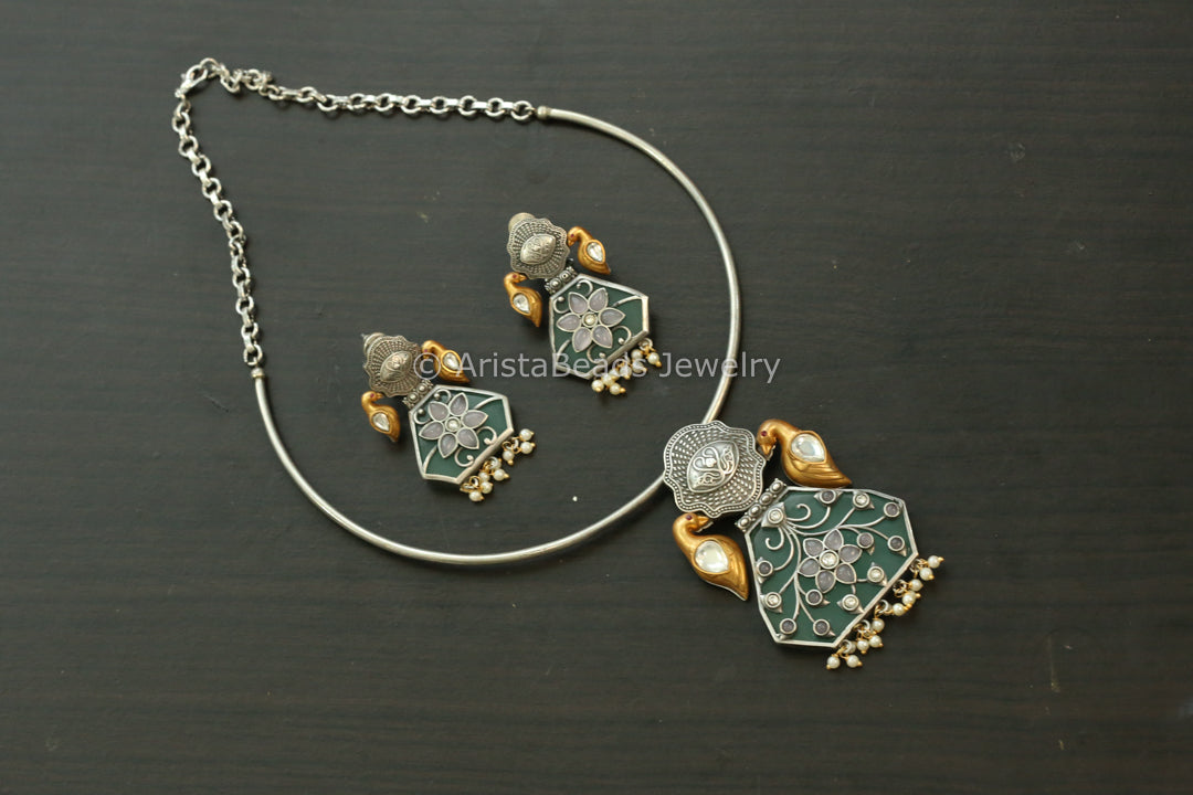 One Of A Kind Hasli Necklace Set - Sage Green