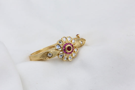 Premium Polki Bracelet - Ruby (Openable)