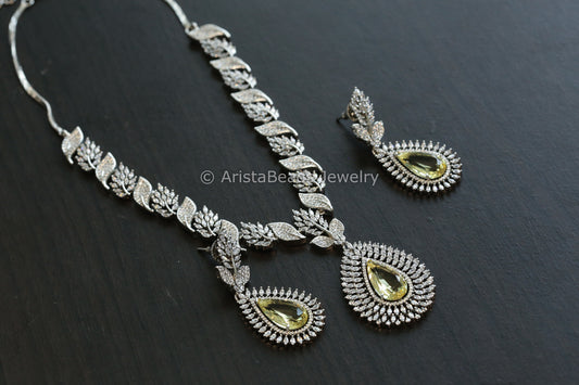 Premium Quality Micro CZ Necklace Set - Yellow