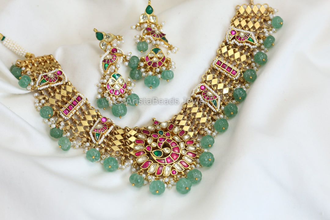 Next To Real Silver Kundan Jadau Necklace Set