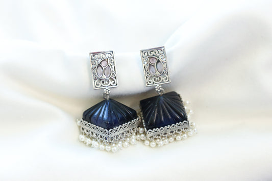 Blue Glass Jhumka