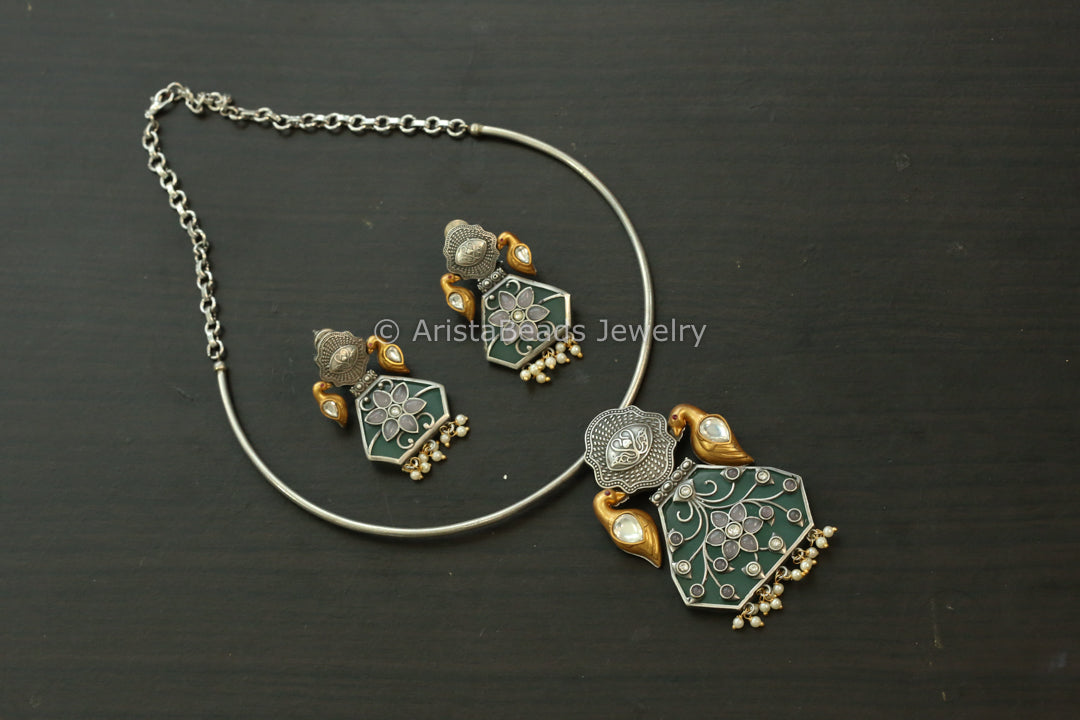One Of A Kind Hasli Necklace Set - Sage Green