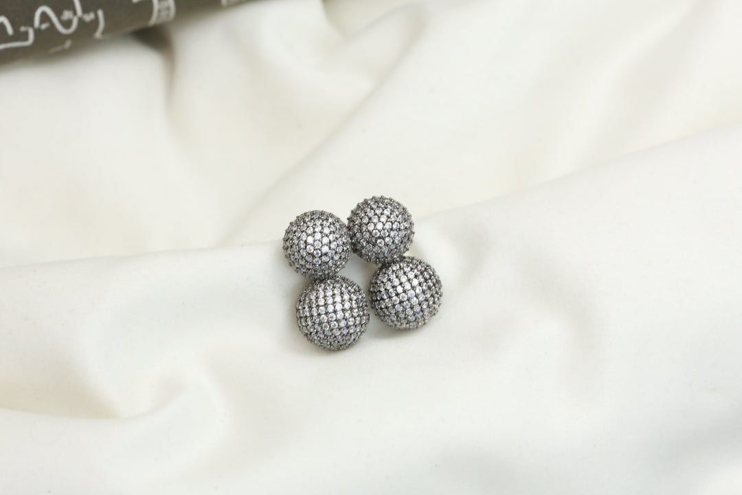 Pave Setting Ball Earrings