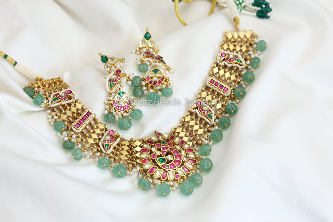 Next To Real Silver Kundan Jadau Necklace Set