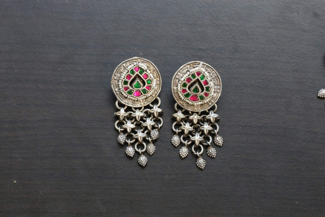 Jadau Next To Real Silver Earrings